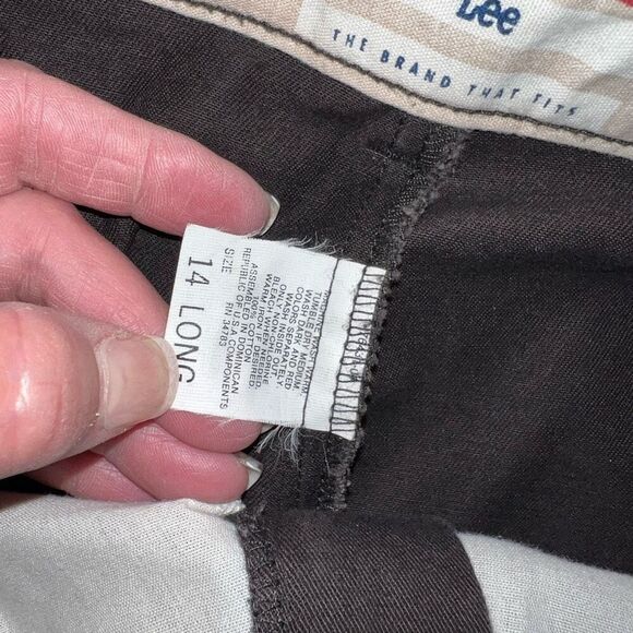 Vintage Lee Women's Pants Size 14 Long High Wasted Black Elastic Sides Straight - Picture 7 of 7